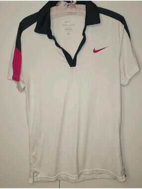 Nike Dri Fit womens Short Sleeve White Pink Shirt Size S Active Soft tennis golf